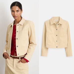 ALEX MILL Camden Corduroy Cropped Jacket in Light Bone Size S